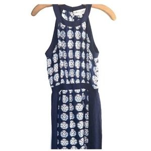 Philosophy Floral Geo Wheel Print Sleeveless Maxi Dress Blue White Sz Small $98